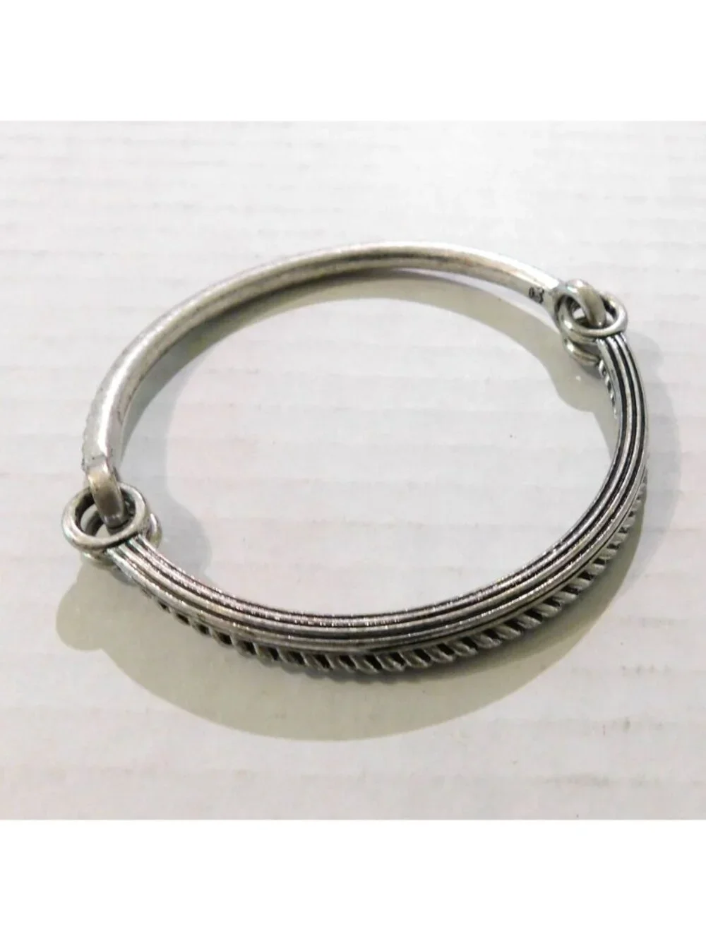 Premier Designs Matte Silver Crystal Bracelet 7.5 Inch Cable Groove Design